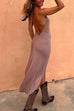 Rebadress Halter Cowl Neck Backless High Low Hem Dress