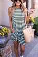 Rebadress Striped Loose Round Neck Sundress With Pockets