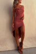Rebadress Halter Cowl Neck Backless High Low Hem Dress