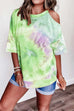 Rebadress Crew Neck Cold Shoulder Tie Dye T-shirt