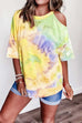 Rebadress Crew Neck Cold Shoulder Tie Dye T-shirt