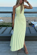 Rebadress One Shoulder Cut Out Irregular Hem Pleated Satin Maxi Dress