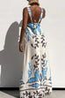 Rebadress Square Neck Tie Knot Backless Printed Maxi Cami Dress