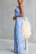 Ruffle One Shoulder Floral Bodycon Maxi Dress