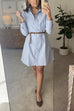 Lapel Long Sleeves Button Up Shirt Dress