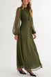 Long Sleeves Ruched Drawstring Waist Maxi Dress