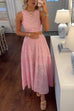 Rebadress Lace Hollow Out Sleeveless Crop Top High Waist Maxi Skirt Set