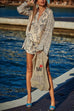 Rebadress Collared V Neck Shirt and Side Slit Shorts Vitamin Sea Print Set
