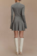 Rebadress Mockneck Bell Sleeves Ruffle Mini Sweater Dress