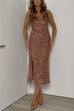 Sleeveless Slit Glitter Sequin Midi Party Dress