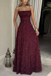 Rebadress Spaghetti Strap Backless Lace-up Jacquard Maxi Dress