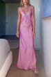 V Neck Sleeveless Plaid Maxi Dress