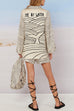 Rebadress Collared V Neck Shirt and Side Slit Shorts Vitamin Sea Print Set