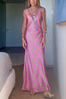 V Neck Sleeveless Plaid Maxi Dress