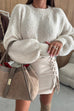 Rebadress Crewneck Drop Shoulder Solid Casual Pullover Sweater