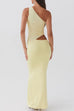 Rebadress One Shoulder Cut Out Waist Bodycon Maxi Dress