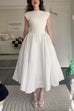 Rebadress Cap Sleeves Open Back Waisted Swing Midi Dress