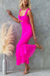 Rebadress Sleeveless Cut Out Ruched Ruffle Bodycon Maxi Dress
