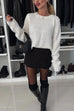 Rebadress Crewneck Bow Back Cut Out Cozy Sweater