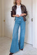 Rebadress Lapel Zip Up Faux Leather Bomber Jacket