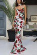 Rebadress Spaghetti Strap Open Back Floral Print Maxi Dress