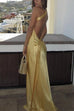 Rebadress One Shoulder Open Back Tie Knot Satin Maxi Dress