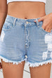 Rebadress Mid Rise Raw Hem Ripped Denim Shorts