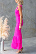 Rebadress Sleeveless Cut Out Ruched Ruffle Bodycon Maxi Dress
