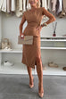 Rebadress Crewneck Sleeveless Slit Bodycon Midi Dress