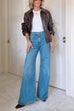Rebadress Lapel Zip Up Faux Leather Bomber Jacket