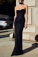 Rebadress Strapless Ruched Glitter Mesh Bodycon Maxi Gown