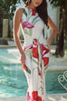 Rebadress Sleeveless Tie Waist Floral Print Bodycon Maxi Dress