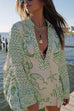 Rebadress Collared V Neck Shirt and Side Slit Shorts Vitamin Sea Print Set