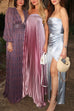 Rebadress Strapless Tube Gradient Ombre Satin Maxi Party Dress
