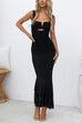 Rebadress Sleeveless Cut Out Ruched Ruffle Bodycon Maxi Dress