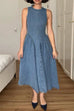 Rebadress Open Back Sleeveless A-line Denim Maxi Dress
