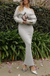 Rebadress One Shoulder Long Sleeves Bodycon Maxi Sweater Dress