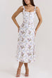 Rebadress Bow Shoulder Back Lace-up Floral Print Midi Cami Dress