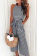 Rebadress Striped Bow-Knot Wide Leg Jumpsuit