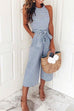 Rebadress Striped Bow-Knot Wide Leg Jumpsuit