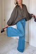 Rebadress Lapel Batwing Sleeves Zip Up Bomber Jacket