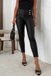 High Rise Buttons Detail Faux Leather Leggings