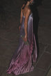 Rebadress Strapless Tube Gradient Ombre Satin Maxi Party Dress