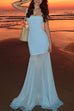 Rebadress Strapless Mesh Splice Bodycon Maxi Dress