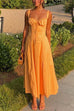 Rebadress Drawstring Neck Slit Bustier Midi Cami Dress