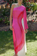 Rebadress One Shoulder Long Sleeve Side Slit Tie Dye Maxi Dress