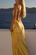 Rebadress One Shoulder Open Back Tie Knot Satin Maxi Dress