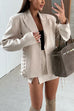 Lapel Side Lace-up Open Front Blazer Jacket