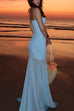 Rebadress Strapless Mesh Splice Bodycon Maxi Dress