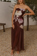 Strapless Tube Floral Print Flare Maxi Dress